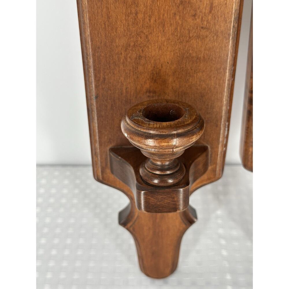 VTG Pair Tell City Chair Company Wood Wall Sconce Candle Holders Colonial - Picture 2 of 9